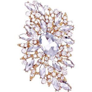 Big Large Leaf Brooches and Pins Scarf Decoration Gold Tone